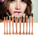 10pcs Professional Rose Red Shell Makeup Brushes White Hair Cosmetic Tool