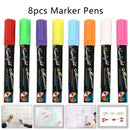 8PCS Liquid Chalk Pens Marker Reversible Neon Colours 6mm G Wipe K9Q0 Clean V5V3