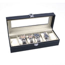 6 Slots Wrist Watch Display Case Box  Jewelry Storage Organizer With Cover