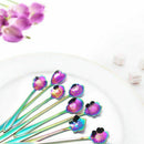 8Pcs Flower Spoon Set, 2 Different Size Colorful Stainless Steel Teaspoons  L3Z8