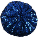 Lady Costume Stretch Sparkly Shining Sequin Beret Beanie Hat Dark Blue