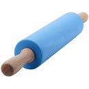 non stick wooden silicone rolling pin silicone for kitchen and baking (blue