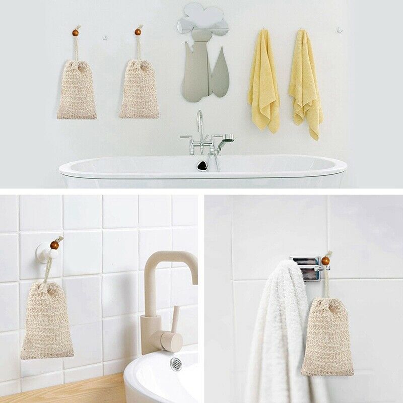 Ramie Soap Bags 10 Pack Natural Soap Bags with Drawstring Soap Saver Pouch  V5Z5