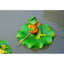 2x Artificial Pond Lily Floating Plant With Frog Ornament Family Rowing