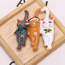 Fashion Three Christmas Cat  Brooch Animal Pin Corsage Elegant Jewelry Gift3C