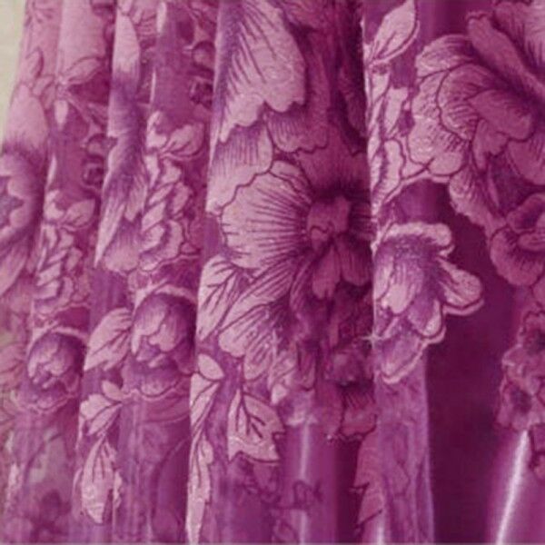 250*100cm Peony Voile Beads Living Room Window Tulle Sheer Curtain Purple