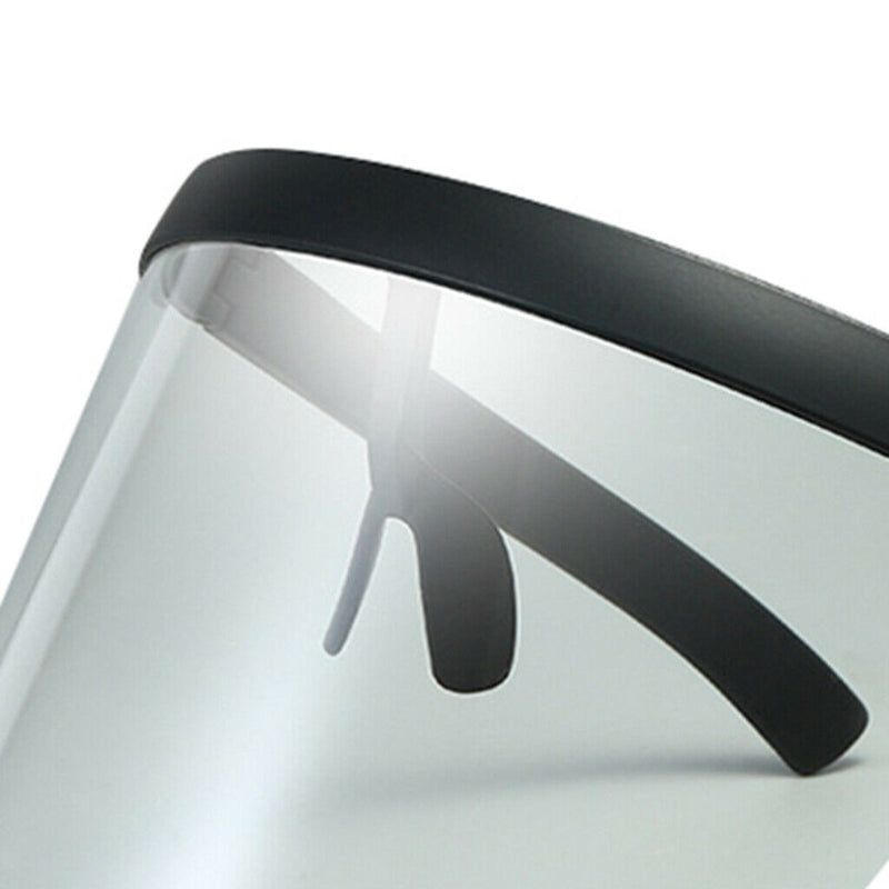 Large Full Face Shield Goggles Clear Lens Sunglasses Flat Top Wrap Visor Black