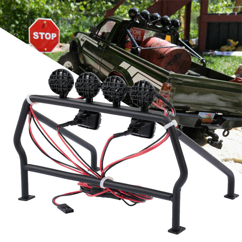 RC Parts Metal Roll Cage Bucket with 6 LED Lights for 1/10 Axial SCX10 RC4W H5D2