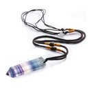 Colour Healing Stone Reiki Pendant Necklace Crystal Quartz Natural Fluorite Wand