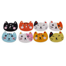50pcs Assorted Cat Shape Wooden Flatback Buttons for Kids Crafts DIY 25mm