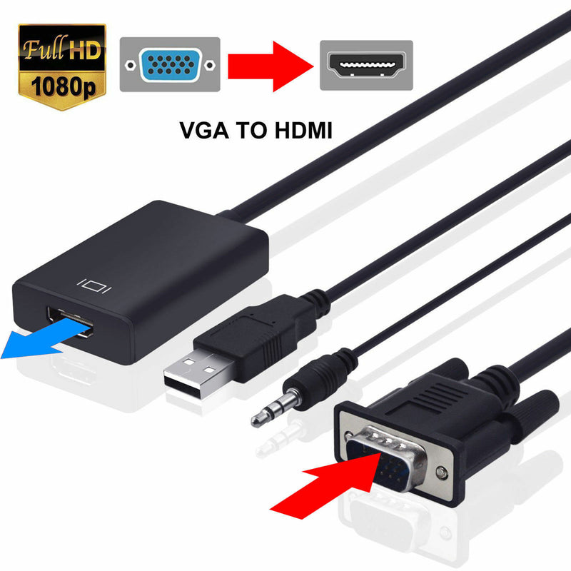 1080P HDMI Male to VGA Female Video Cable Cord Converter Adapter For PC HDTV TV
