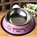 Stainless Steel Anti-skid Dog Cat Food Water Bowl Pet Feeding Tool Pink A