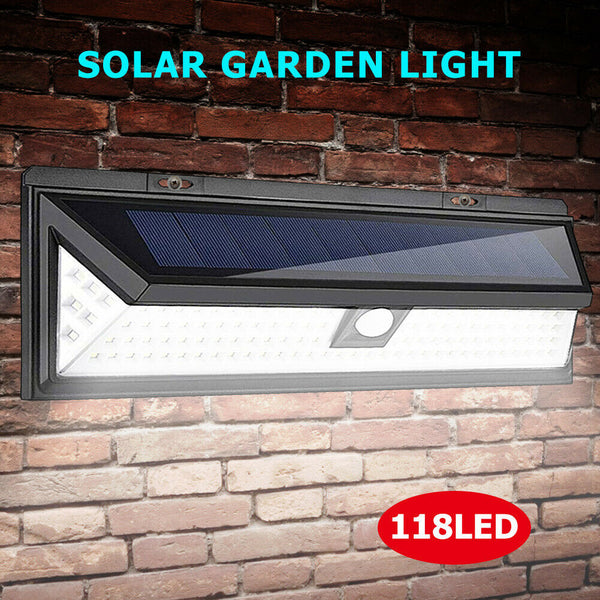 LED Solar Wall Light Waterproof Human Motion Sensor Warning Lamp for Garden A#S