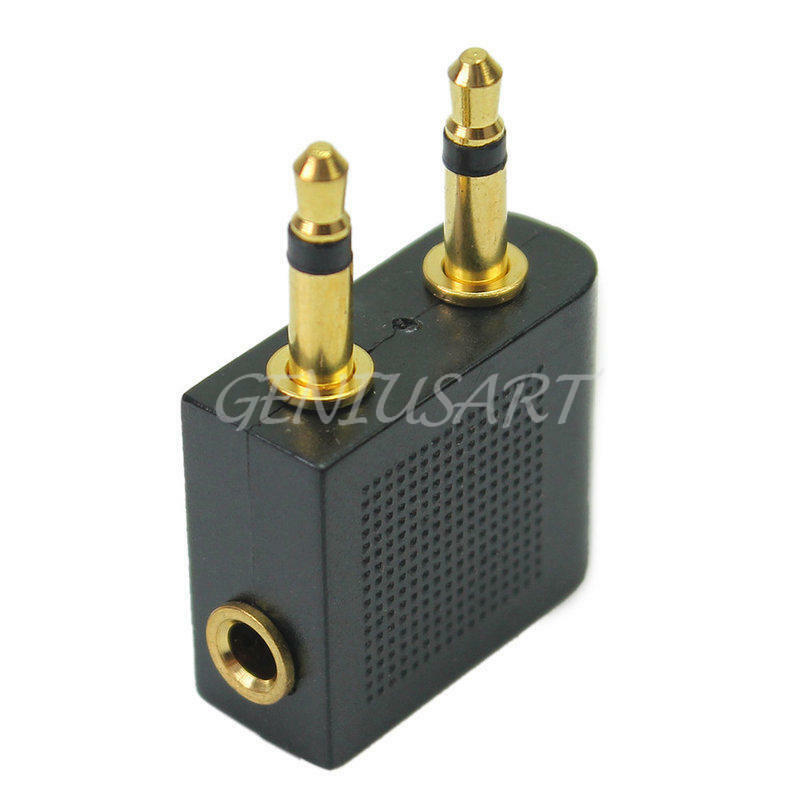 3.5mm Airplane Travel Headphone Earphone Jack Socket Plug Splitter Cable Adapter