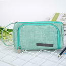 Large Capacity Pencil Case Canvas Pen Bag Girl Cosmetic Storage Bag (Green) A