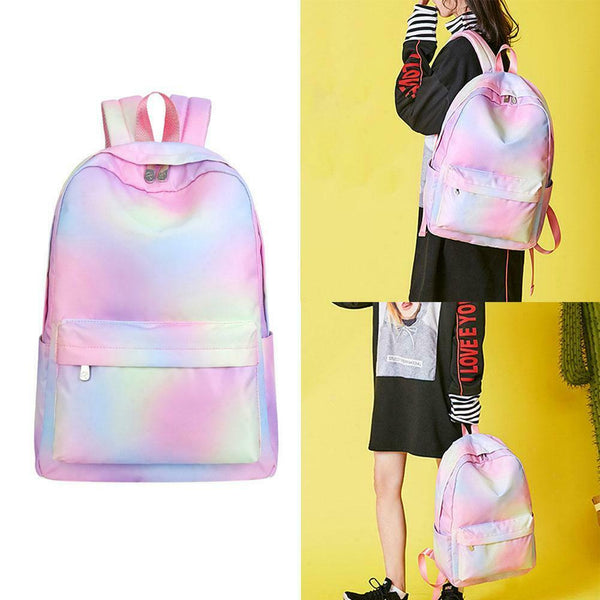 Gradient Women Waterproof Backpacks Girls Travel Big Capacity Shoulder Bags