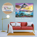 DIY Ocean Natural Scenery Number Oil Painting Active Dolphins Home Decor Office