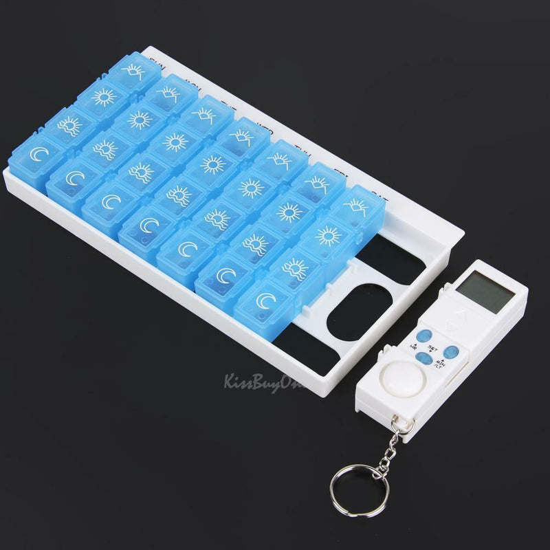 28 Slots 7 Day Weekly Pill Alarm Reminder Case Box Medicine Storage Container