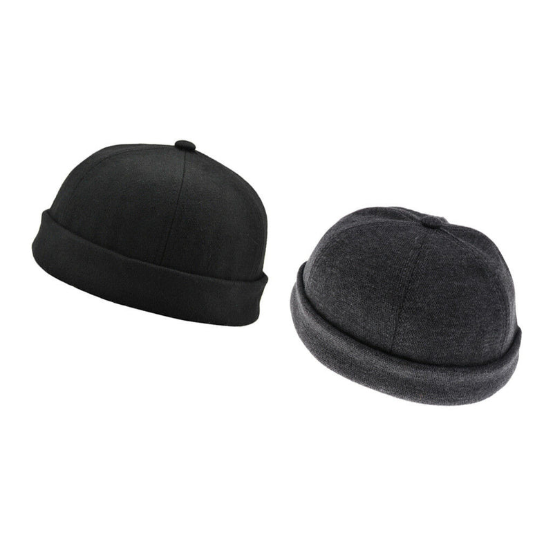 2x Mens Skullcap Navy Cap Docker Hat Beanie Sailor Fisherman Retro Hat