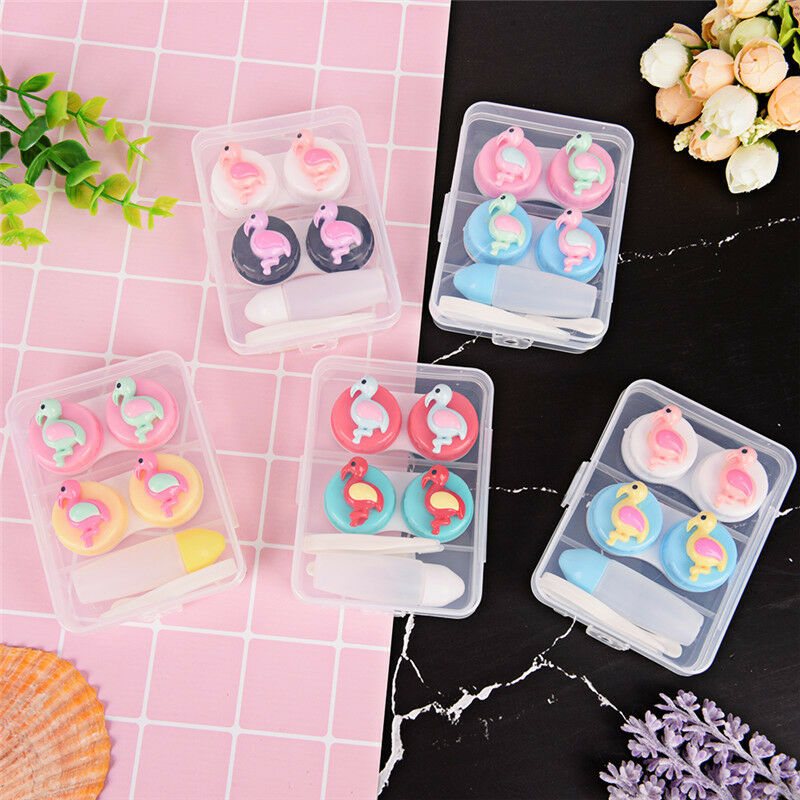 2pc/set Cartoon portable plastic contact lens case contact lenses box containeJR
