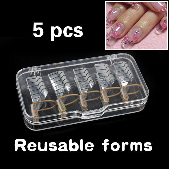 5Pcs Reusable Nail Art Tips Extension Forms Guide French DIY Tool Acrylic UV Gel