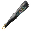 Mini Flowers Pattern Wave Edge Lace Spanish Style Hand Fan Black, Green L8D5