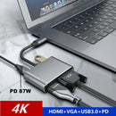 4 IN 1 USB C Type-C To HDMI 4K VGA USB3.0 Audio Video Adapter PD Fast Charger