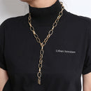 Fashion Women Hollow Out Geometry Lock Pendant Necklace Choker Jewelry Access-OZ