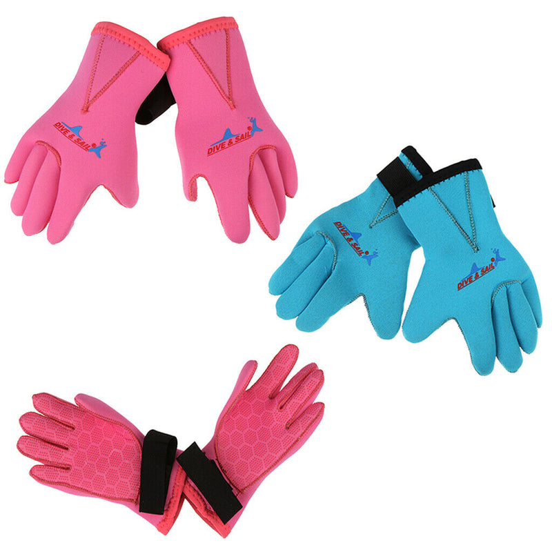 Children Kids 3mm Neoprene Scuba Diving Swimming Surf Wetsuit Gloves XL Pink