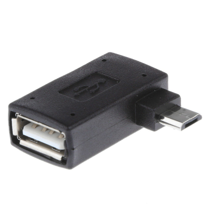 90 degree Right Angle Micro USB 2.0 OTG Host Adapter with USB Power