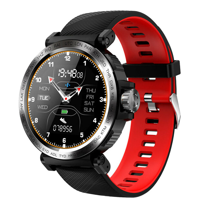 Smart Watch for Android Mens Heart Rate Blood Pressure Monitor Black+Red