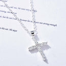 Mens Womens Necklace Chain White Sapphire Cross Jewellery Pendant Xmas Gift