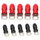 10cps Copper Tube Terminals Battery Welding Cable Lug Ring Crimp w/ Caps