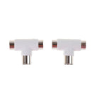 2pc 2 Way TV T Splitter Aerial Coaxial Cable Male to 2 Female Connectors Ada.kz
