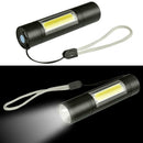 Portable USB Rechargeable XPE+COB LED Flashlight Torch Inspection Lamp SN9F