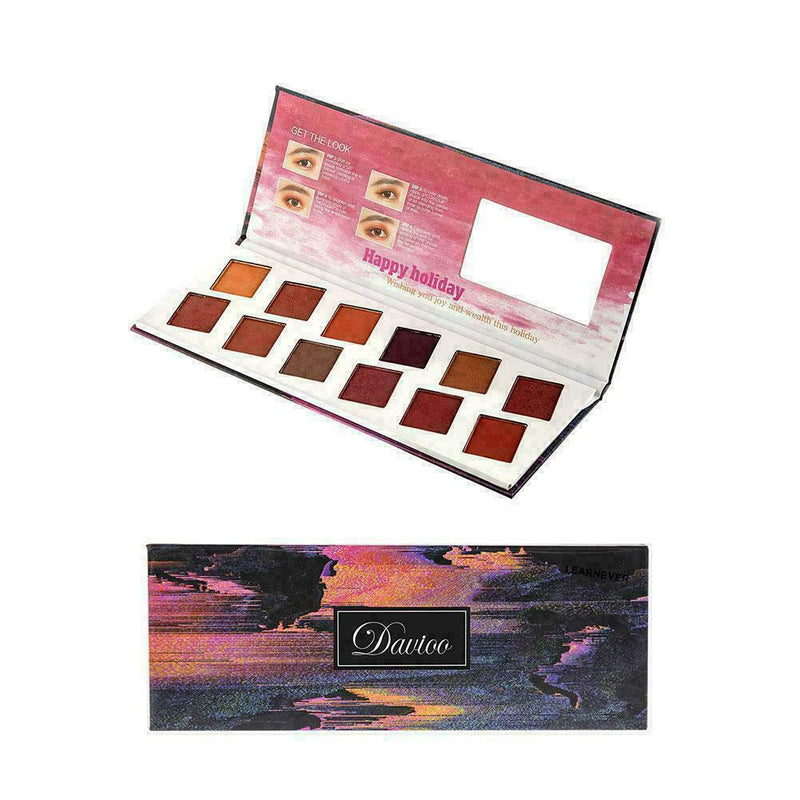 12Color Beauty Glazed Pressed Palette Glitter Eyeshadow Matte Makeup Waterp A3N2