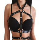 Women's Leather Body Chest Harness Cage Bra Belt Gothic Collar Choker Costum3C