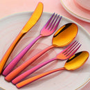 5 Sets Fashion Orange&Red Cutlery Stainless Steel Flatware Kitchen Spoon