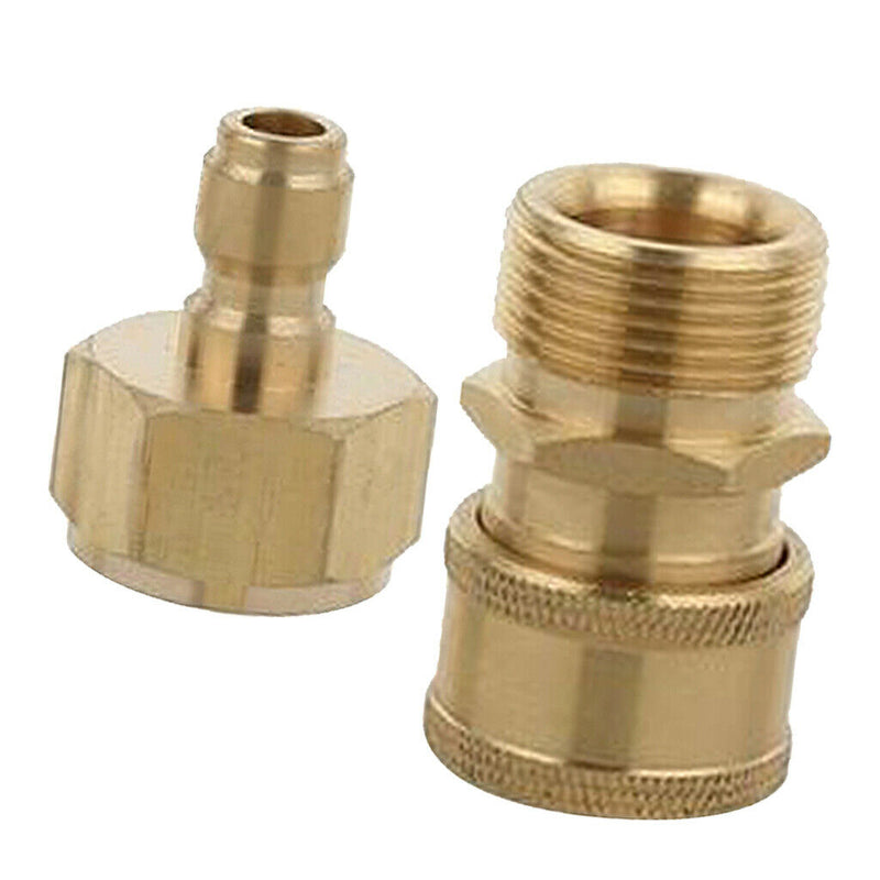 2 x Brass Garden Hose Quick Connector Internal M22 x 1.5mm Male Thread &