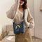 Retro Women Messenger Bag Leather Lattice Shoulder Bucket Handbag (Blue)