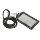 Black Rhinestone Bling Crystal Lanyard Sling Vertical Card ID Badge Holder  A