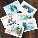 6pcs Watercolor Merry Christmas Greeting Card party Birthday Invitation Gift PT+