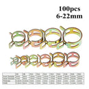 100x Spring Clip Set Water Pipe Fuel Hose Air Tube Clamp Fastener 6-22mm 10Sizes