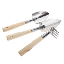 3x Outdoor Garden Tools Set Includes Wide Sharp Shovel & 4 Teeth Rake, Gifts