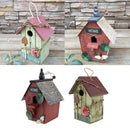 2pcs Natural Wood Decorative Birdhouse, Hanging Wooden Garden Bird House for
