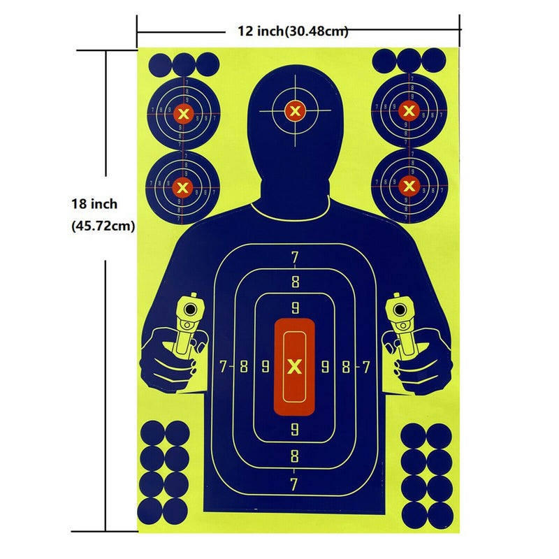 10 Pieces Paper Targets - Splatter Shots Burst Bright Fluorescent Yellow & Blue