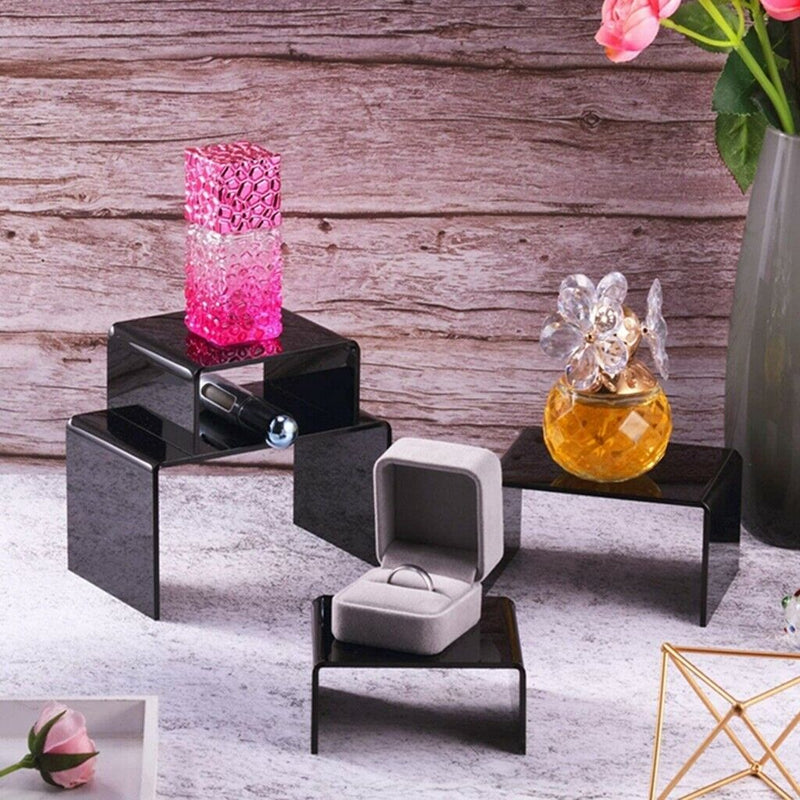 1 Set Black Acrylic Display Risers, Jewelry Display Riser Shelf Showcase