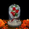 LED Night Lights Ornaments Three Rose Flower Glass Dome Fairy String Lights