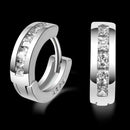 1 Pair Men Women Unisex Stainless Steel Rhinestone Charm Hoop Huggie Earrings