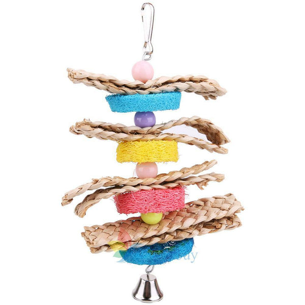 Pet Bird Parrot Parakeet Cockatiel Cage Hammock Swing Hanging Chew Wooden Toys A